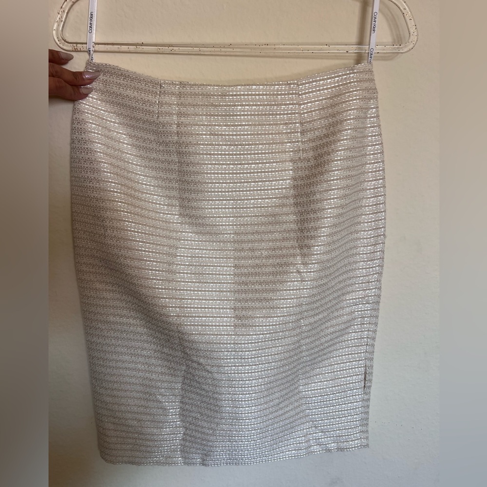 Calvin Klein Shimmering Cream Pencil Skirt